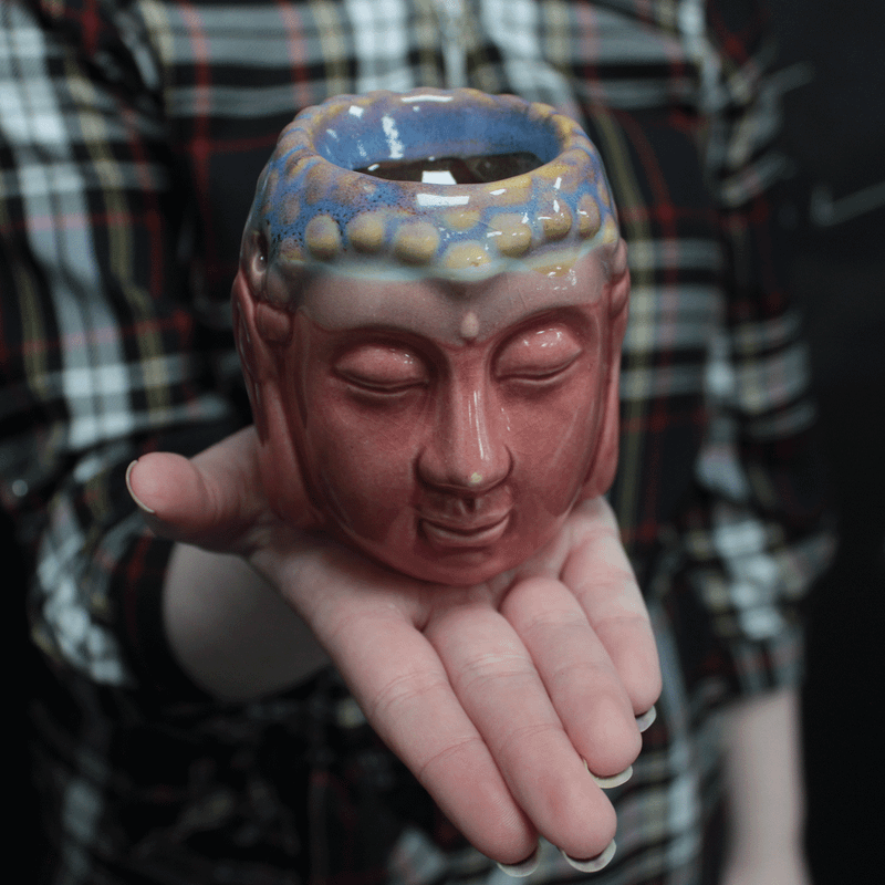 Buddha Oljebrännare - Rosa & Blågrön