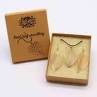 Set med Halsband & Örhängen - Guld Blad