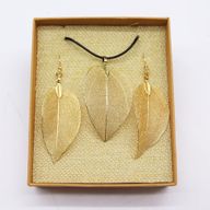 Set med Halsband & Örhängen - Guld Blad