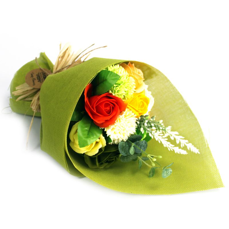 Grön & Gul stående tvålblomsterbukett - Special