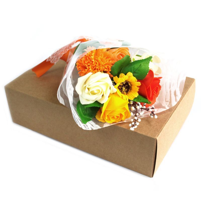 Bukett med Tvålblommor i Ask - Orange