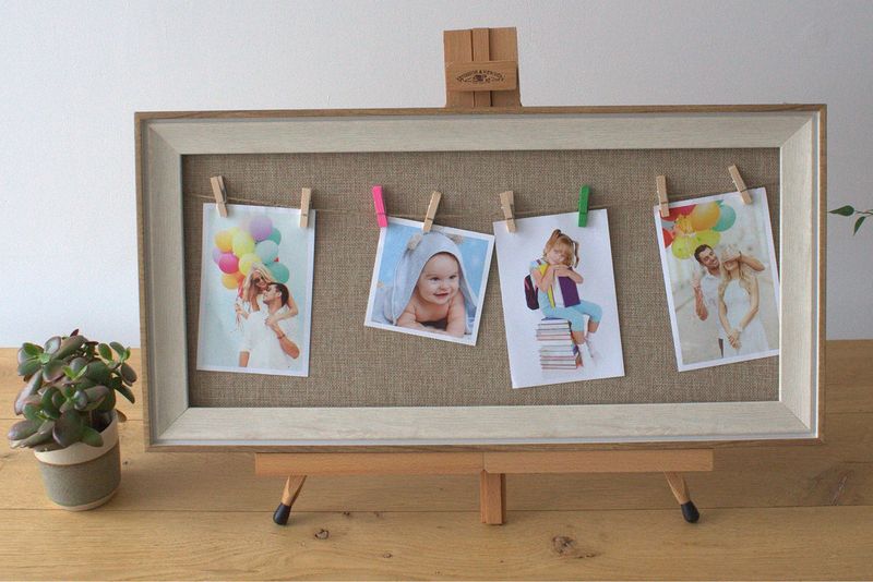 Medelstor DIY Fotoram med Klämmor - Naturligt Jute