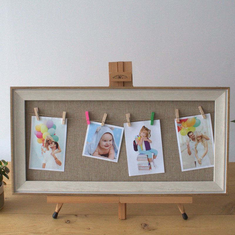 Medelstor DIY Fotoram med Klämmor - Naturligt Jute