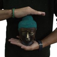 Stor Klassisk Buddhahuvud i Mässing