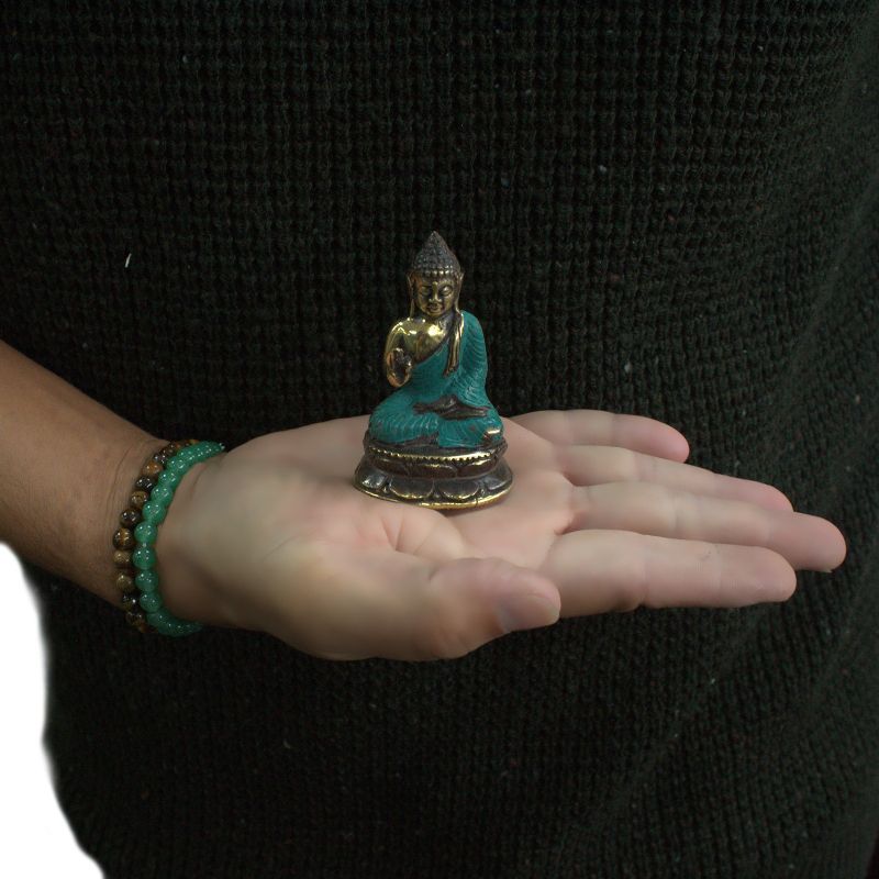 Mini Sittande Buddha med Handen Uppe