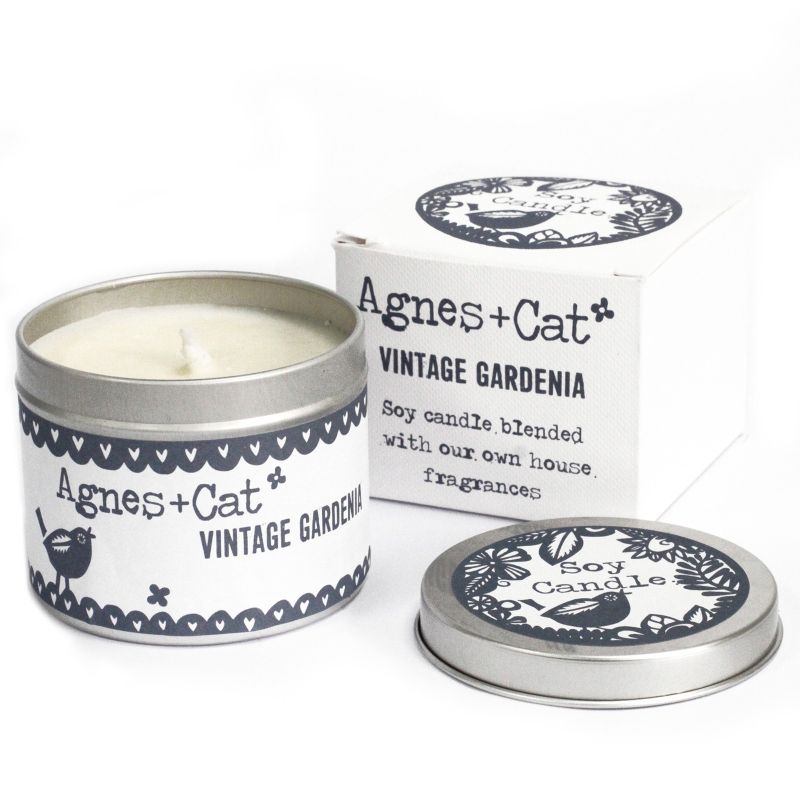 200g Presentförpackat Sojavaxljus i Burk - Vintage Gardenia