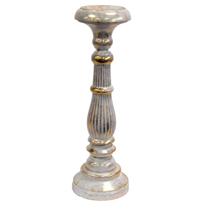 Stor Ljusstake - Vit & Guld