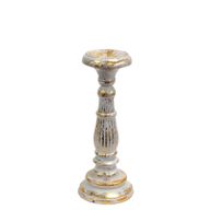 Liten Ljusstake - Vit & Guld