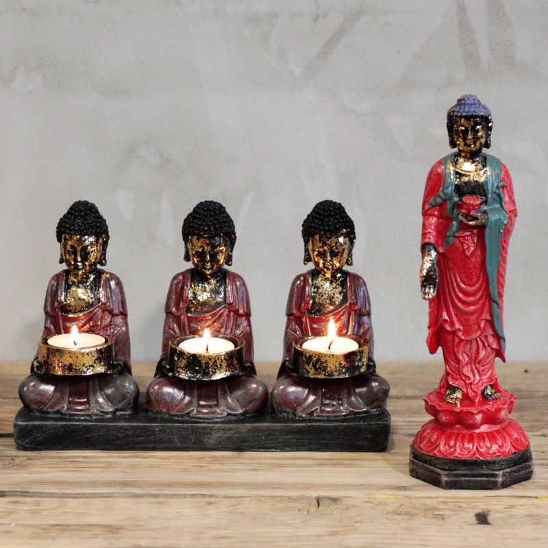 Antik Buddha - Tre Anhängare Ljusstake