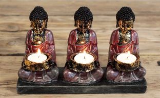 Antik Buddha - Tre Anhängare Ljusstake