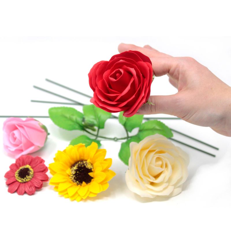 Tvålblommor till Hantverk - Mellanstor Ros - Vit
