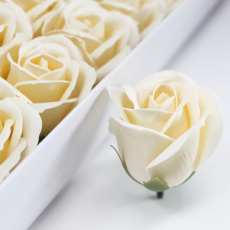 Tvålblommor till Hantverk - Mellanstor Ros - Elfenben