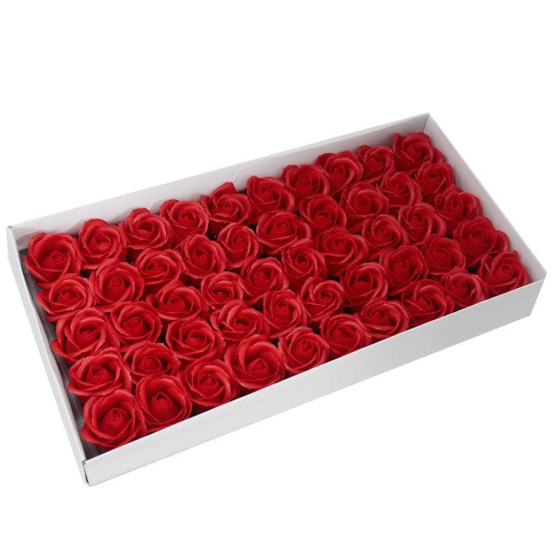 Wholesale Craft Soap Flowers - Med Rose - Red