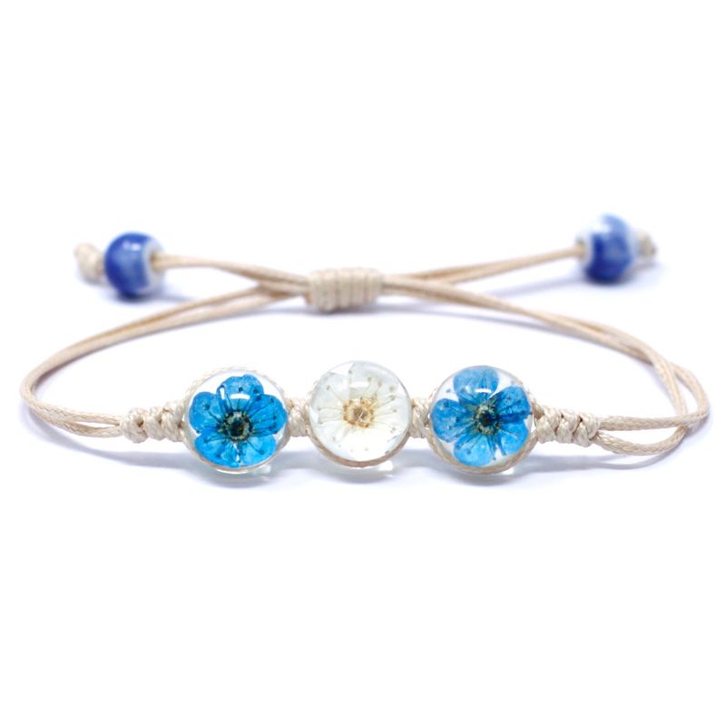 Pressade Blommor - Armband med Tre Blommor