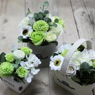 Liten Korg med Tvålblommor - Grön