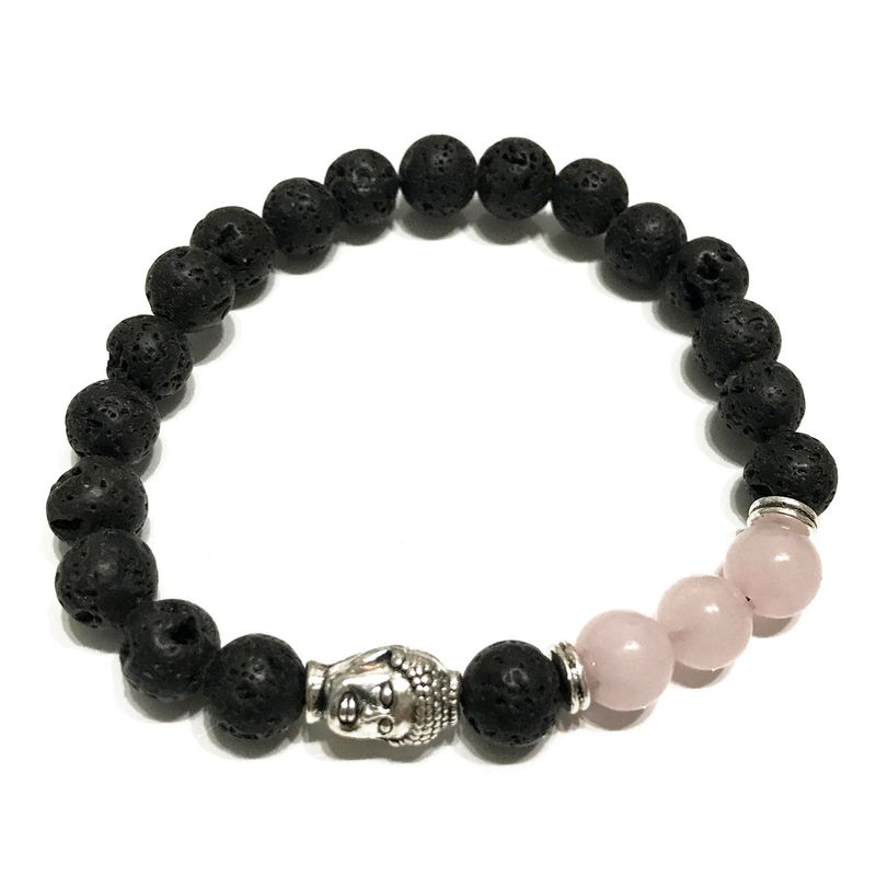 Armband av Lavasten - Buddha Rosenkvarts