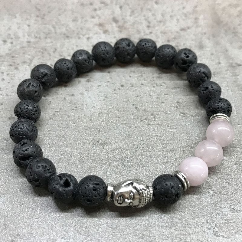 Armband av Lavasten - Buddha Rosenkvarts