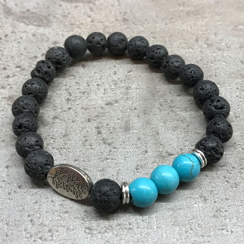 Armband av Lavasten - Löv Turkos