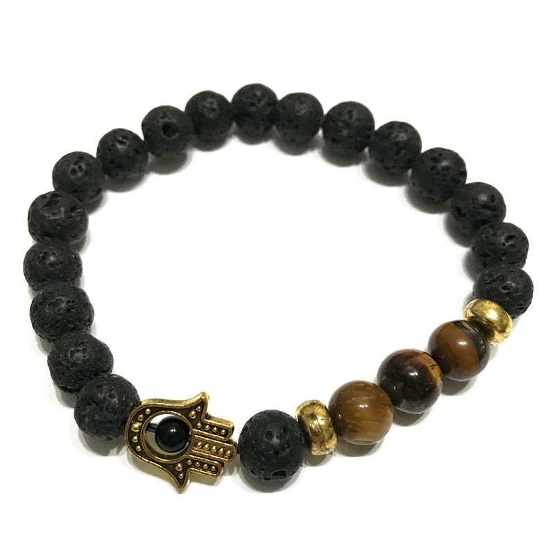Armband av Lavasten - Hamsa Tigeröga