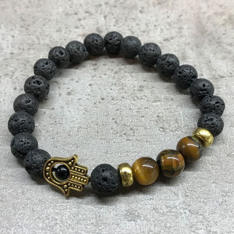 Armband av Lavasten - Hamsa Tigeröga