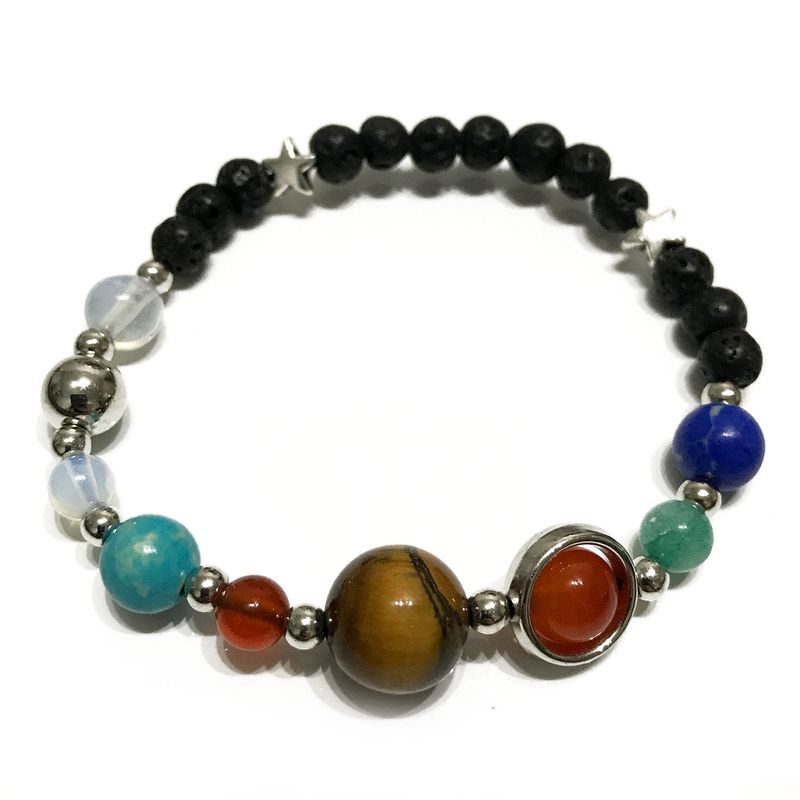 Armband av Lavasten - Silver Solsystemet
