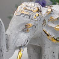 Snidad Elefant av Trä - Vit & Guld