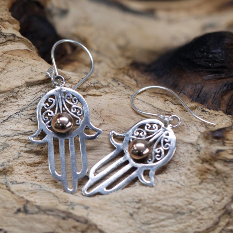 Örhängen i Silver & Guld - Hamsa