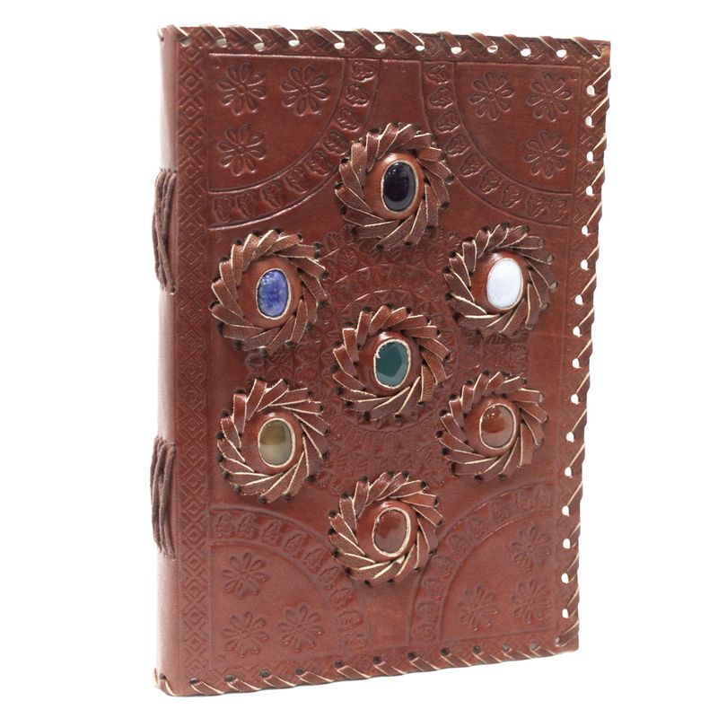 Läderbunden Anteckningsbok - Chakrastenar (22.5x15 cm)