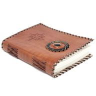 Läderbunden Anteckningsbok - Svart Onyx & Kompass (17x12 cm)