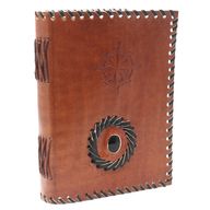 Läderbunden Anteckningsbok - Svart Onyx & Kompass (17x12 cm)