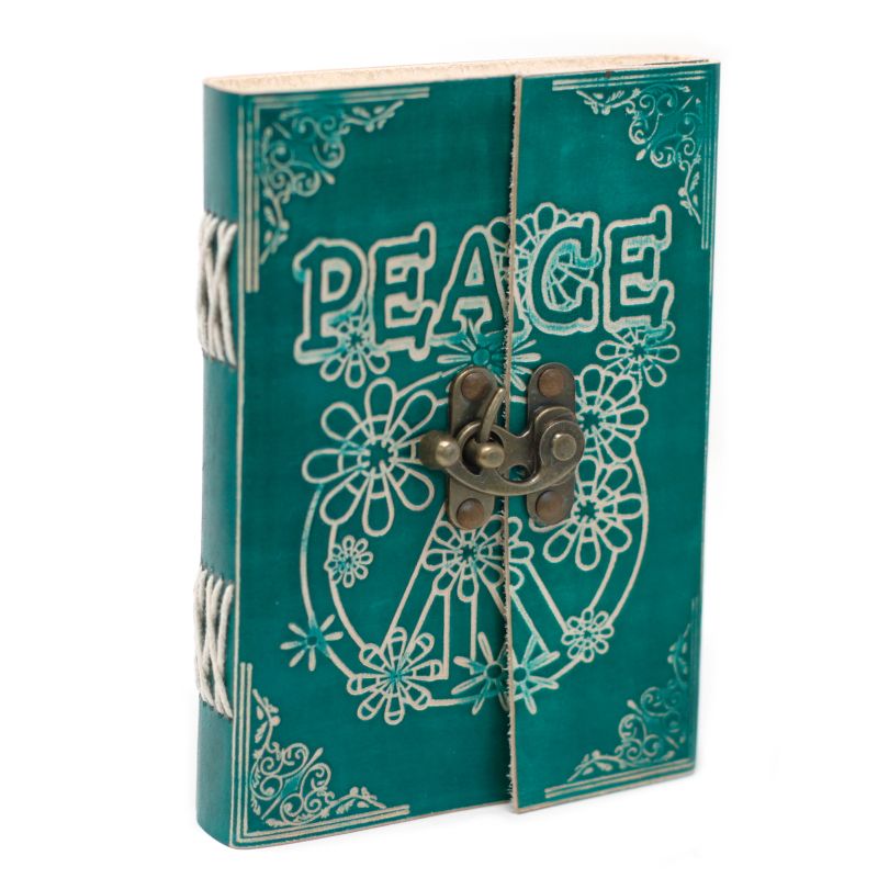 Läderbunden Anteckningsbok med Lås - Green Peace (18x13 cm)
