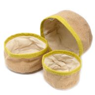 Set med 3 Naturliga Jutekorgar - Olivgrön