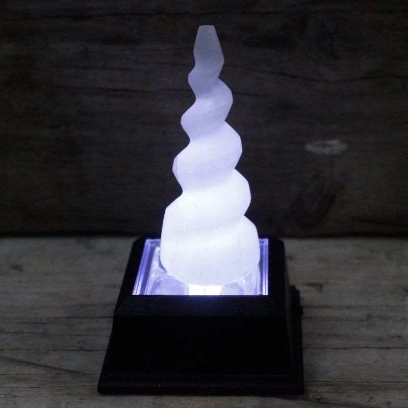 Selenitspiral Enhörningshorn - 10 cm