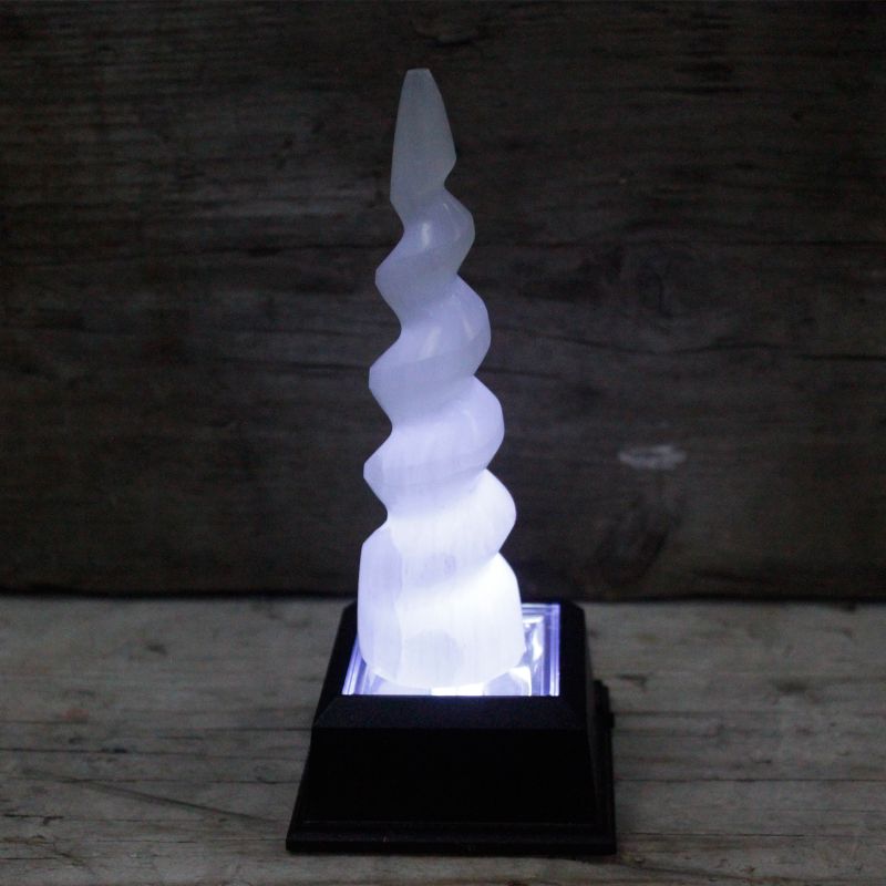 Selenitspiral Enhörningshorn - 15 cm