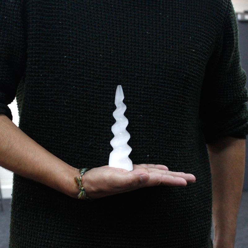 Selenitspiral Enhörningshorn - 15 cm