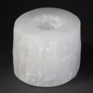 Cylinder Ljuslykta av Selenit - 8 cm
