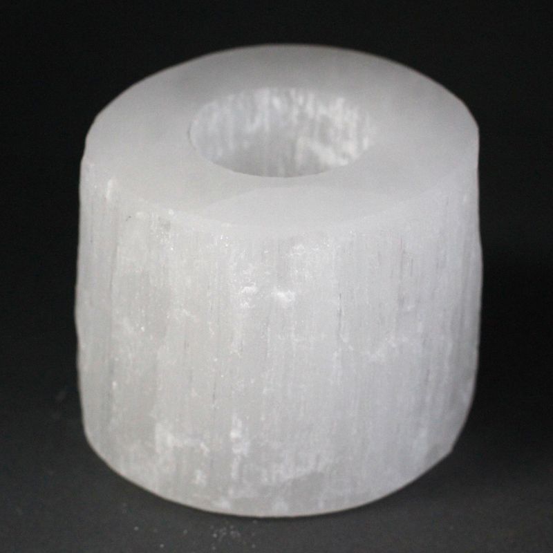Cylinder Ljuslykta av Selenit - 8 cm