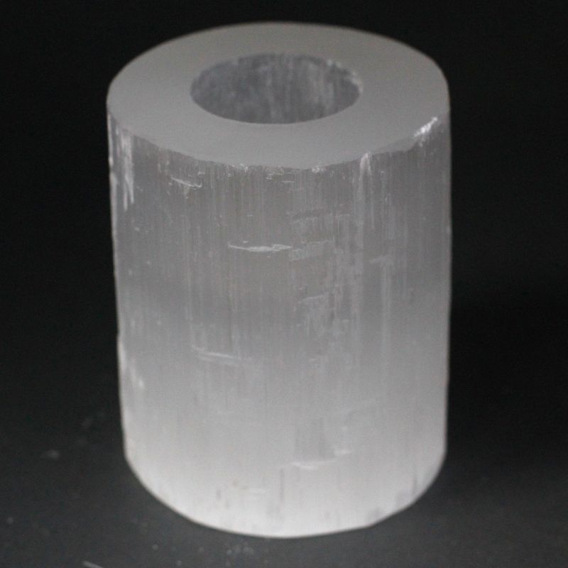 Cylinder Ljuslykta av Selenit - 10 cm