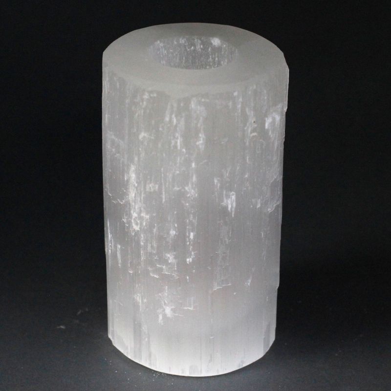 Cylinder Ljuslykta av Selenit - 15 cm