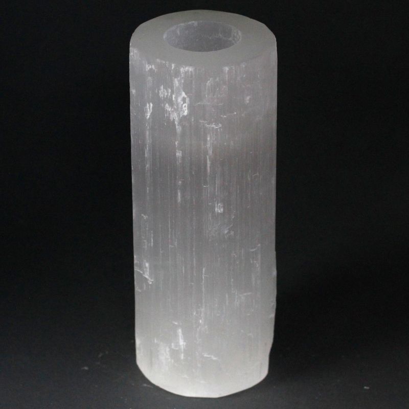 Cylinder Ljuslykta av Selenit - 20 cm