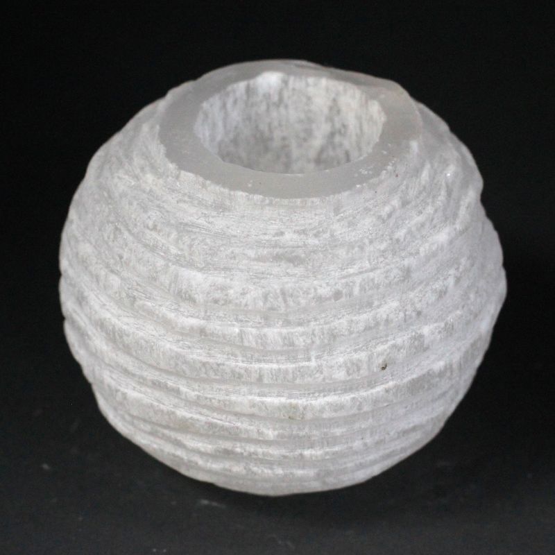 Snöboll Ljuslykta av Selenit - 8 cm