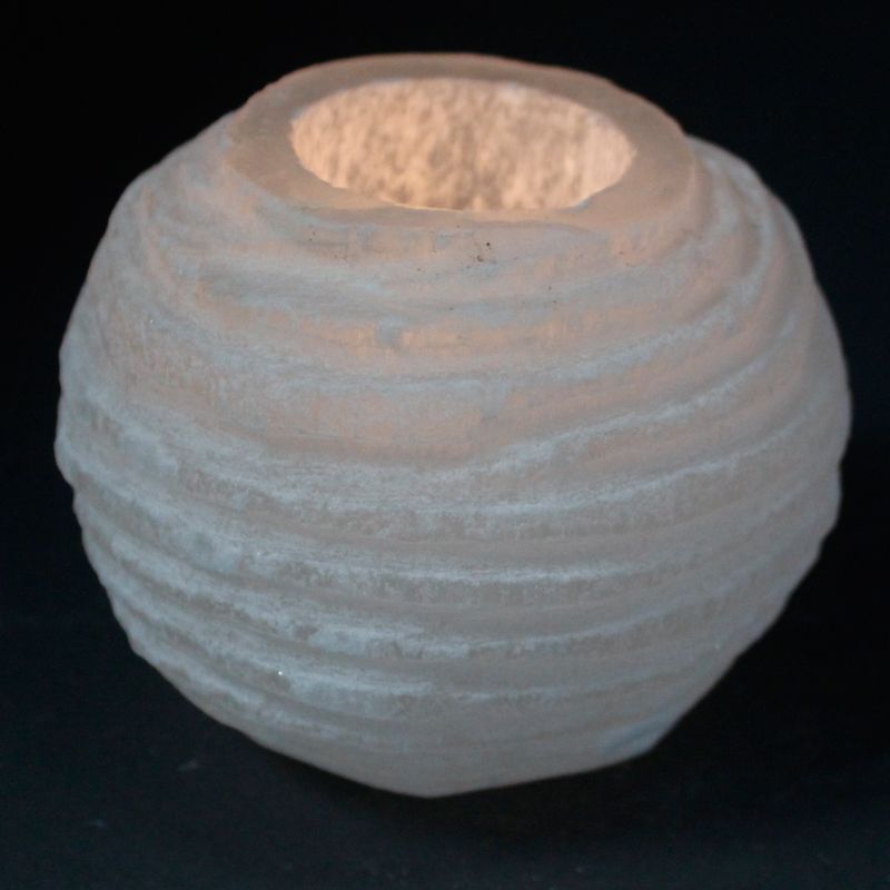 Snöboll Ljuslykta av Selenit - 8 cm