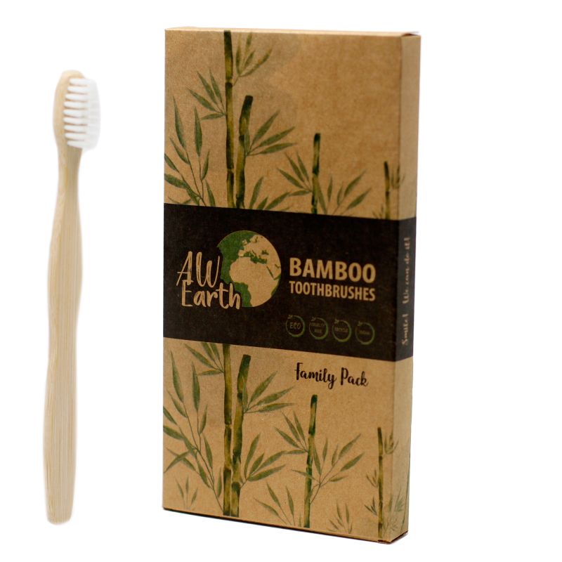 Tandborste av Bambu - Vit - Familjepaket - Medium