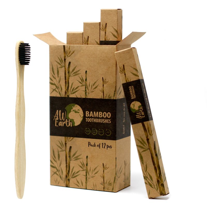 Tandborste av Bambu - Träkol Medium