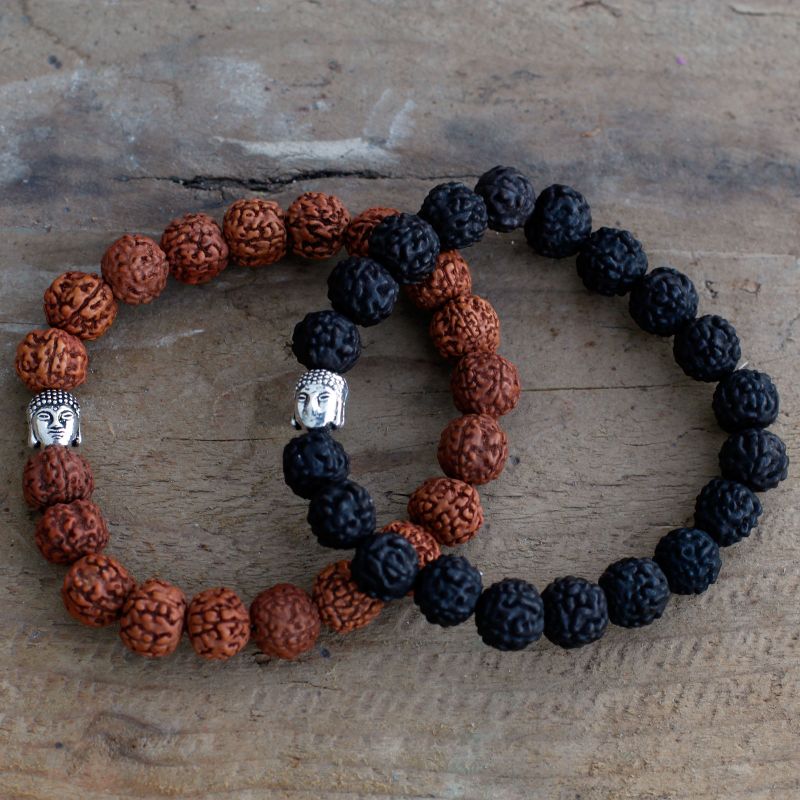 Rudraksha Buddha Mala Armband - Mörk