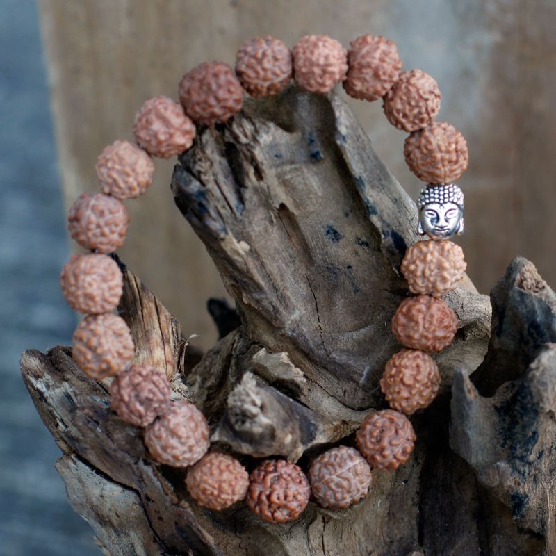 Rudraksha Buddha Mala Armband - Brun