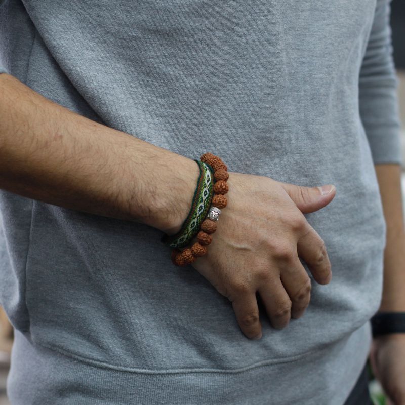 Rudraksha Buddha Mala Armband - Brun