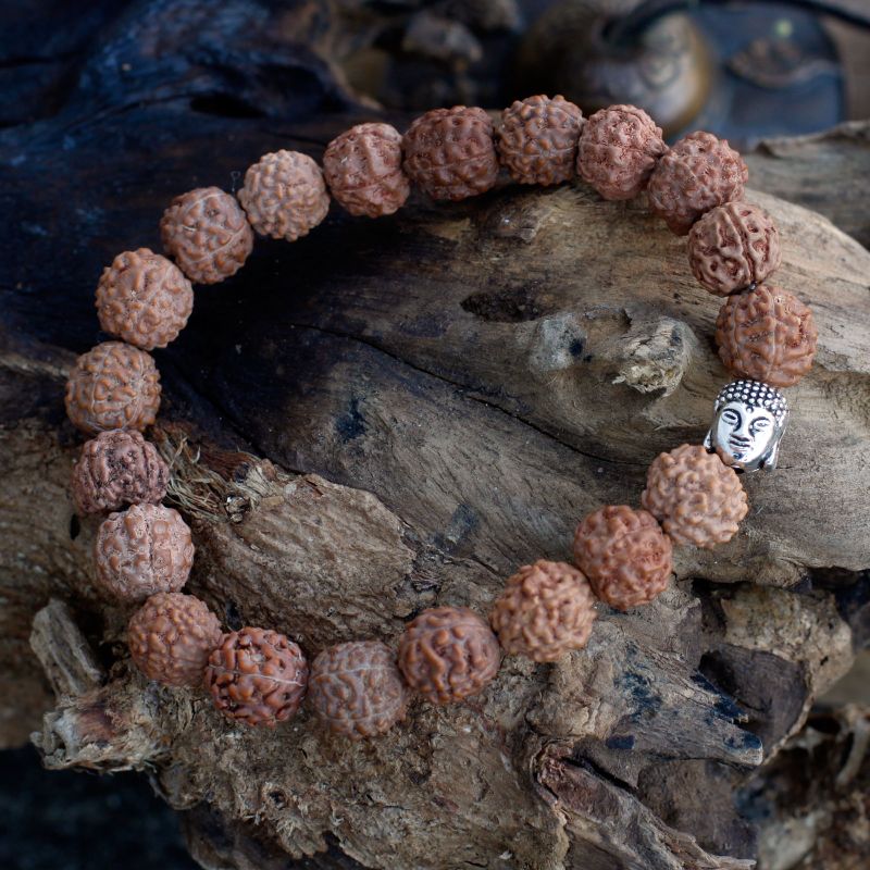Rudraksha Buddha Mala Armband - Naturlig