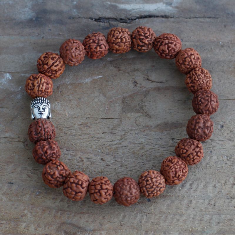 Rudraksha Buddha Mala Armband - Naturlig