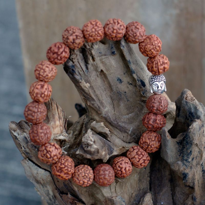Rudraksha Buddha Mala Armband - Naturlig
